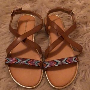 Worn once, like new, beaded tribal sandals